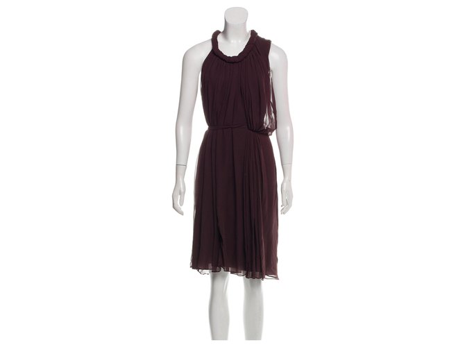 Diane Von Furstenberg DvF Lehana Vestido de seda estilo griego Castaño Chocolate  ref.204167