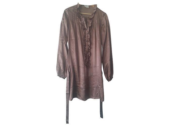 Autre Marque Vestido camisero de seda ILove Rose Multicolor