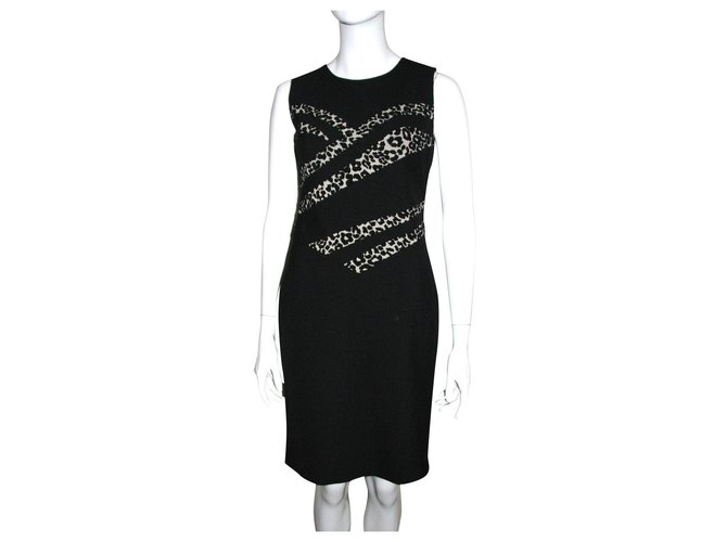 Diane Von Furstenberg DvF Marcia dress Black Leopard print Polyester Viscose Elastane  ref.204201