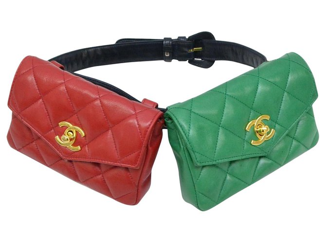 Chanel handbag Red Leather  ref.204204