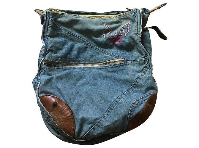 Borsa a mano Pepe Jeans in cotone blu con tasche multiple