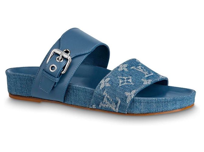 Louis Vuitton Bom dia flat mules new LV Blue