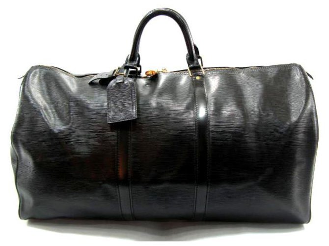 Louis Vuitton Keepall 60 Cuir épi noir Nero Pelle  ref.232611