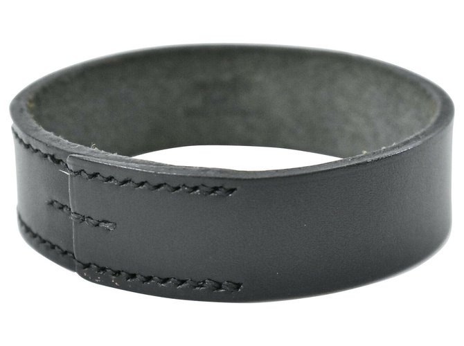 Bracelet Hermès Cuir Noir  ref.204280