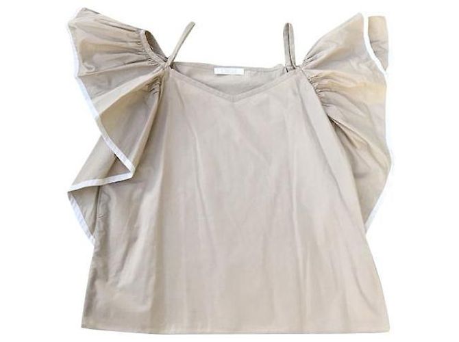 Top de algodão bege Chloé Branco