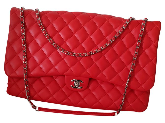 Chanel borsa Red Leather  ref.204342