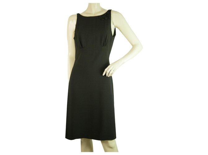 Moschino Cheap And Chic Moschino Cheap & Chic Black Knee Length Sleeveless Woolen Dress Sz 40  ref.204401