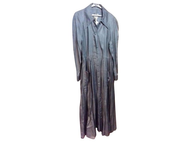 Autre Marque FRANK SORBIER - LONG DRESS FRANK SORBIER 100% natural silk Dark grey  ref.204417