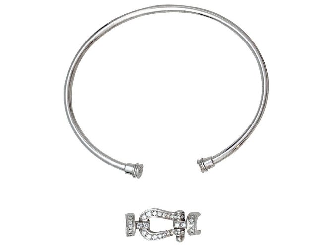 Fred "Force Bracelet 10"medium model in white gold and diamonds.  ref.204435