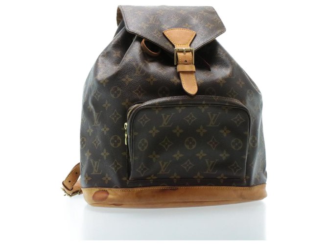 Montsouris vintage fabric backpack Louis Vuitton Brown in Cloth