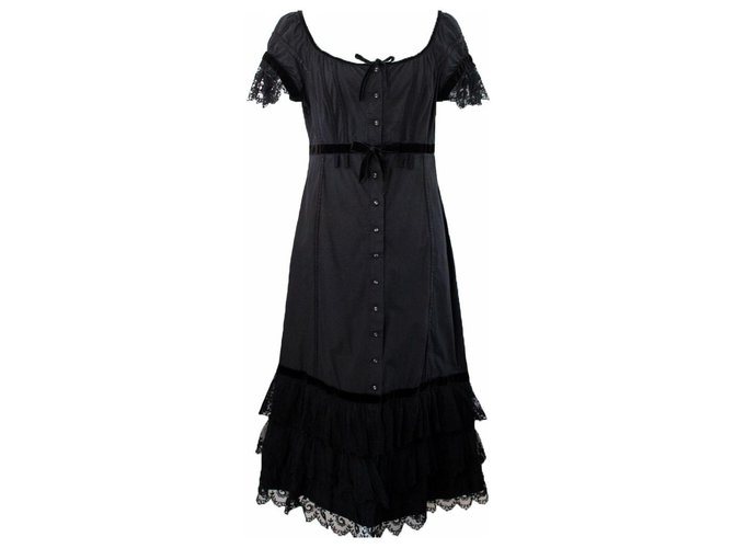 Philosophy Di Alberta Ferretti LUXURY DESIGNER COCKTAIL DRESS Black Cotton  ref.204504