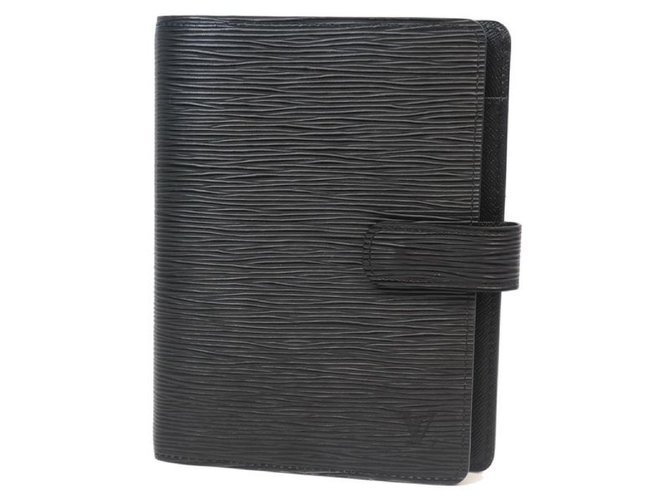 Louis Vuitton AgendaMM notebook cover R20202 Noir( black) Cuir  ref.204699