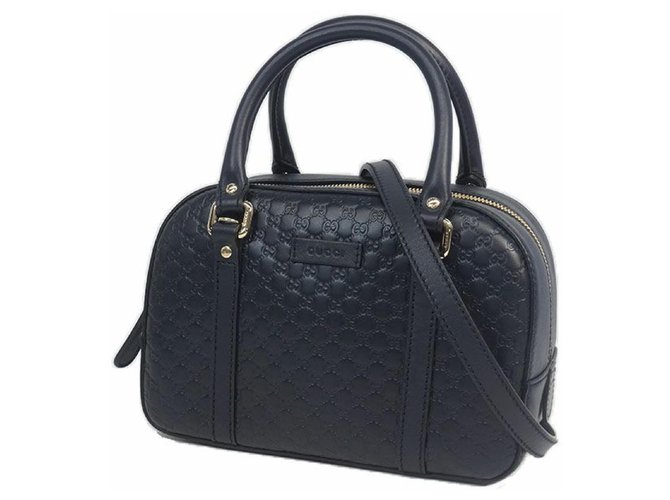 Gucci Micro ssima 2WAY Womens handbag 510289 Navy Navy blue Leather  ref.204857
