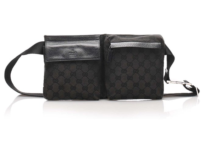 Gucci Black GG Canvas Belt Bag Leather Cloth Pony-style calfskin Cloth  ref.204859