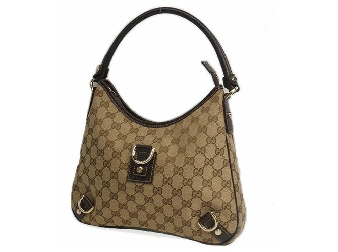 GUCCI Abbey GG Canvas D Ring GG Canvas Hobo Bag Beige 130738