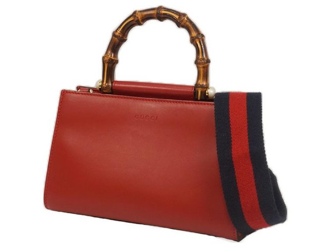 Gucci Bamboo Nymphaea 2WAY shoulder Womens handbag 470271 Red Leather  ref.204865