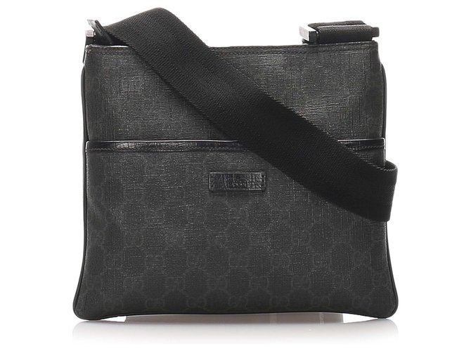 Gucci Black GG Supreme Crossbody Bag Leather Cloth Pony-style calfskin Cloth  ref.204899
