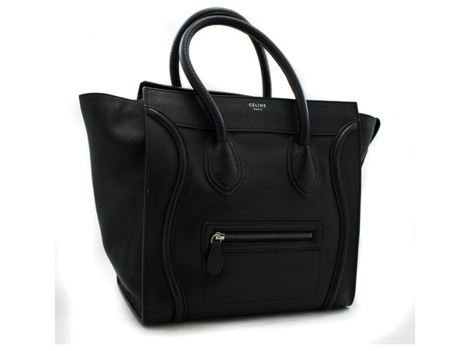 Céline CELINE Luggage Mini Shopper Bag Handtasche Schwarzes Leder  ref.204920