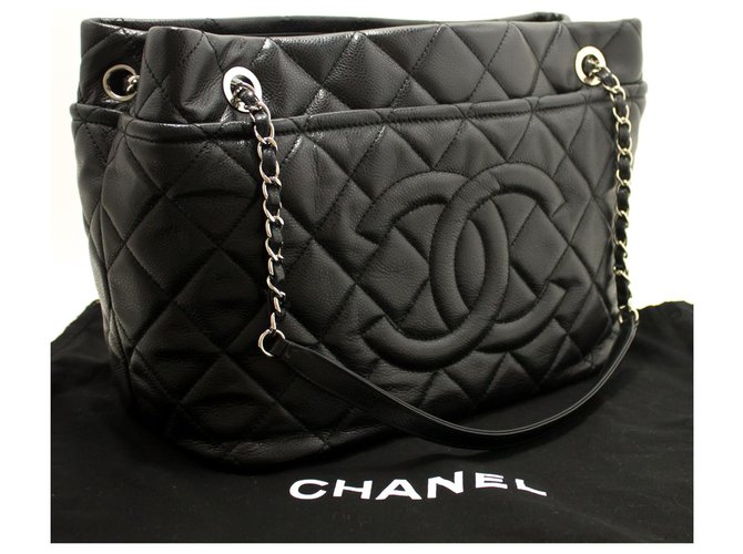 CHANEL Classic Double Flap 10" Chain Shoulder Bag Black Lambskin Leather  ref.204929
