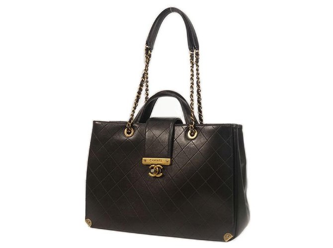 Chanel Matelasse 2WAY chain tote Womens sac à main noir x matériel or Cuir  ref.204996