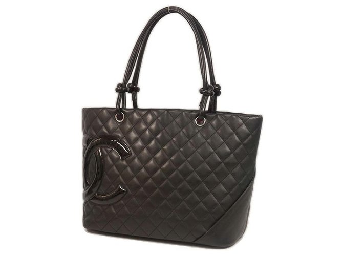 Chanel Sacola grande de Cambon A sacola das mulheres A25169 preto x preto Couro  ref.205014