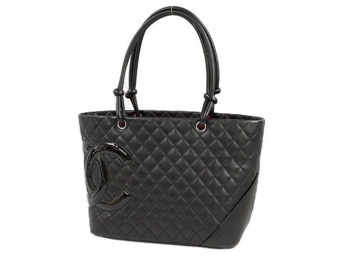 Chanel Cambon große Einkaufstasche Damen Einkaufstasche A.25169 schwarz x schwarz Leder  ref.205023