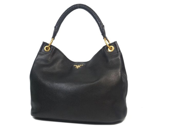 Prada one shoulder Womens shoulder bag BR4712 black x gold hardware Leather  ref.205100
