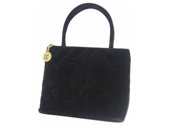 Chanel Sac cabas médaillon femme noir x matériel or  ref.205148