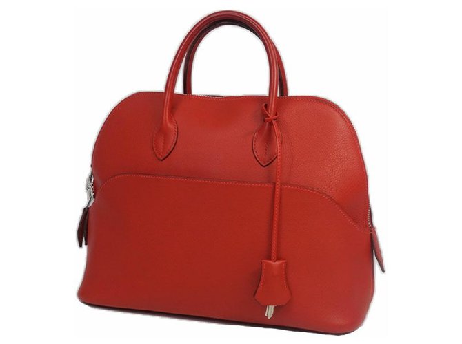 Hermès Boledo1923 Damenhandtasche rot x silber Hardware Leder  ref.205151
