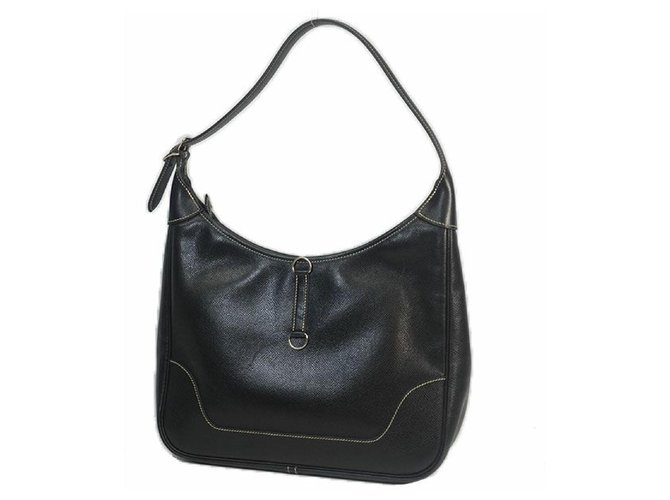 Hermès trim31 Womens shoulder bag black x silver hardware Leather  ref.205154
