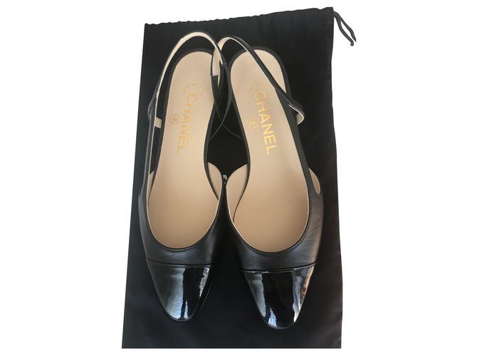Chanel sandalo Marrone Nero Pelle  ref.205173