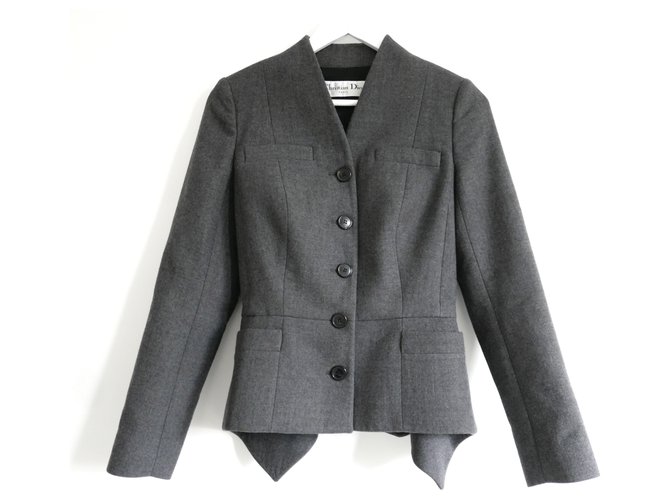 Christian Dior AW09 Grey Wool Bar Jacket Dark grey  ref.205193