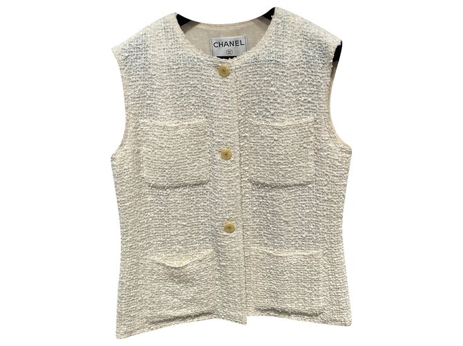 Chanel Jackets Beige Cotton Wool Viscose Linen Polyamide  ref.205197