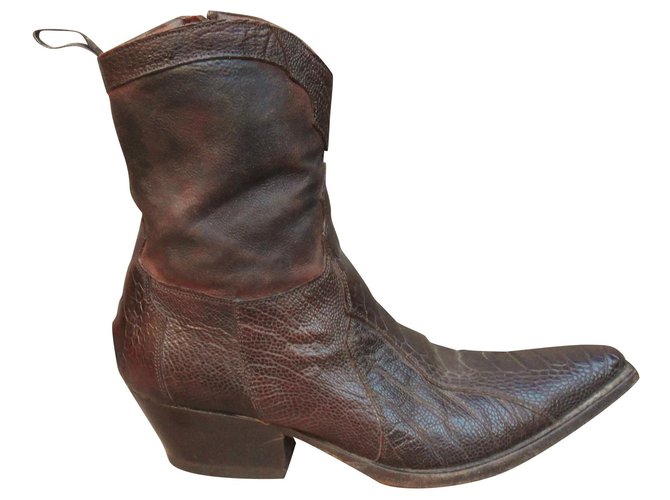 Sartore p boots 37,5 Dark brown Exotic leather  ref.205236