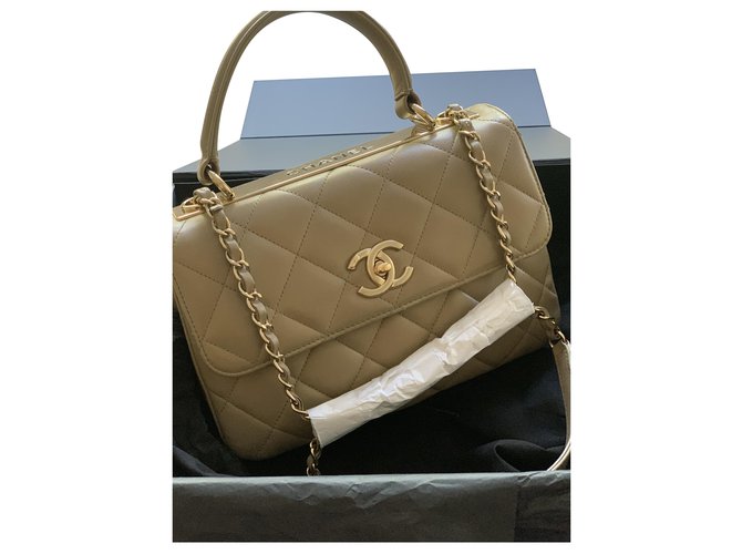 Chanel Trendy CC Beige Agnello Pelle  ref.205241