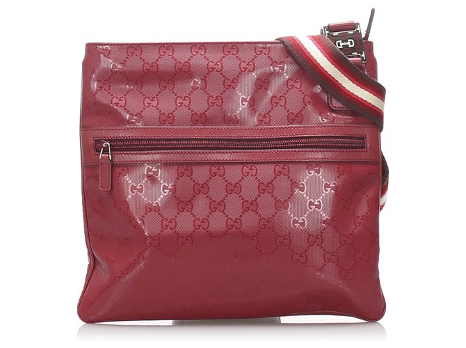 Bolso bandolera Gucci Red GG Imprime Roja Cuero Plástico Becerro  ref.205301