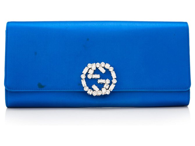 Gucci Bolsa de embreagem de cetim azul GG Pano  ref.205390