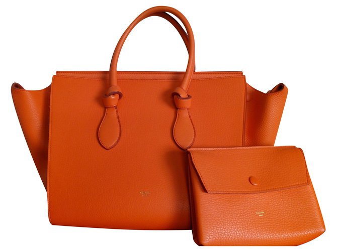 Tie Bag Céline Tie Orange Leather  ref.205500