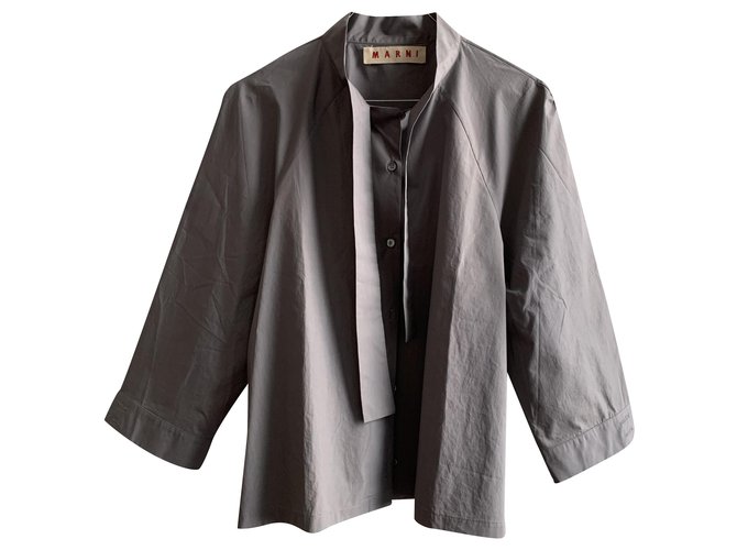 Marni Top camicia di cotone grigio  ref.205557