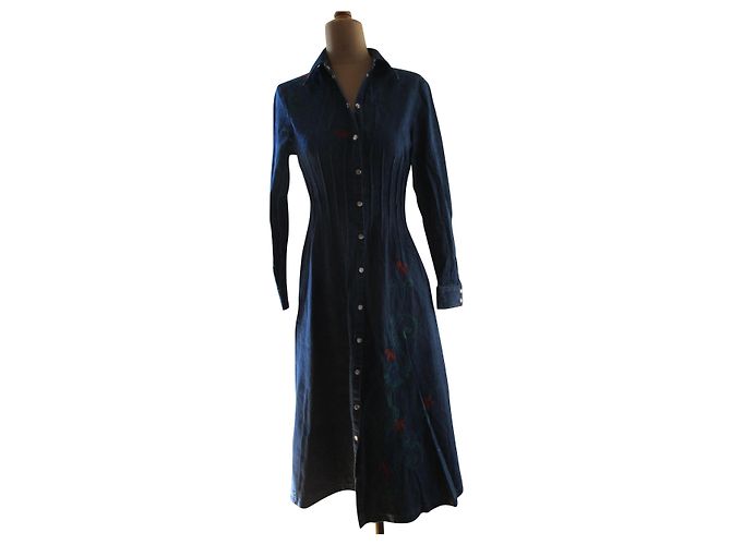 Armand Ventilo Vestido de jeans, bordado, taille 36. Azul marino