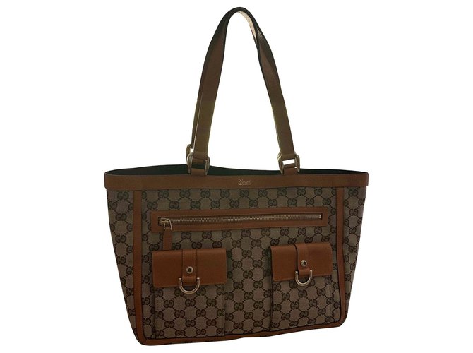 Gucci Tote bag Abbey Caramello Tela  ref.205616
