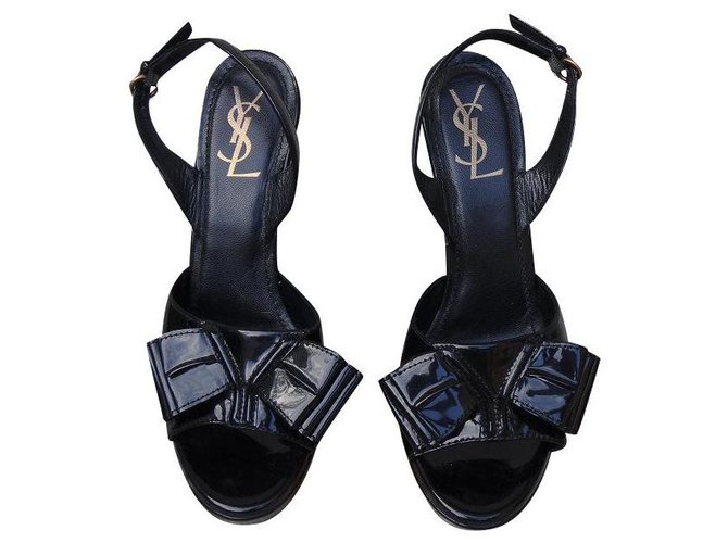 Yves Saint Laurent sandali Nero Pelle verniciata  ref.205657