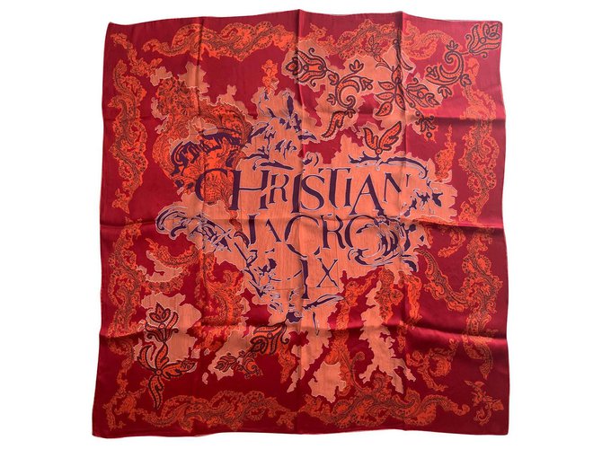 Foulard Christian Lacroix Soie Rouge  ref.205706