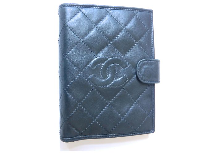 Chanel black leather diary