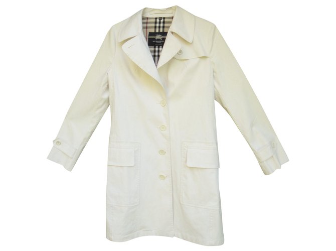 raincoat Burberry London t 38 White Cotton  ref.205775