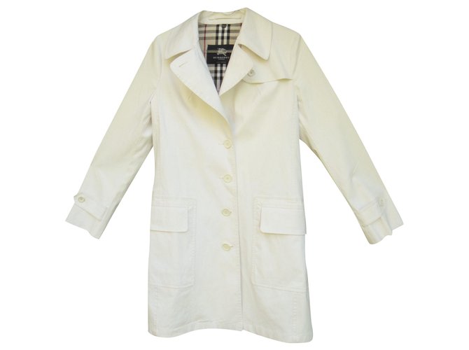 capa de chuva Burberry London t 38 Branco Algodão  ref.205775