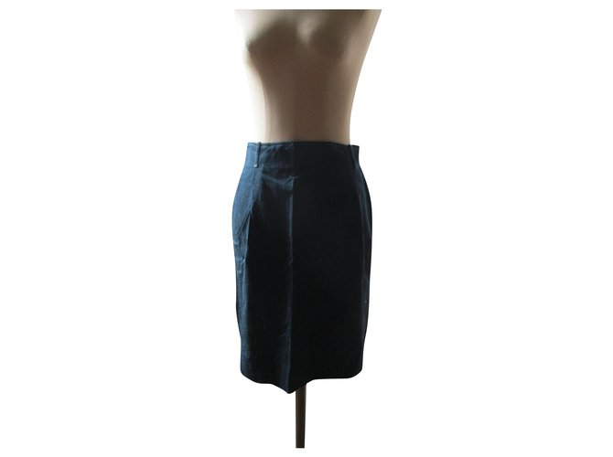 Courreges Straight skirt, taille 42. Black Cotton  ref.205776