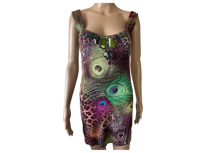 Autre Marque Vestido Kimikal de algodón marrón verde violeta Castaño Púrpura