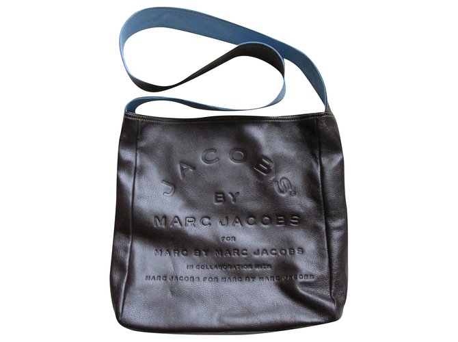 Marc by Marc Jacobs Sacola reversível, couro marrom / azul. Castanho escuro  ref.205783