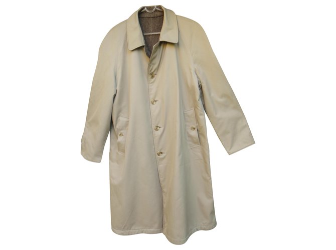 coat / reversible raincoat man Burberry vintage t 50 Brown Cotton Wool  ref.205788